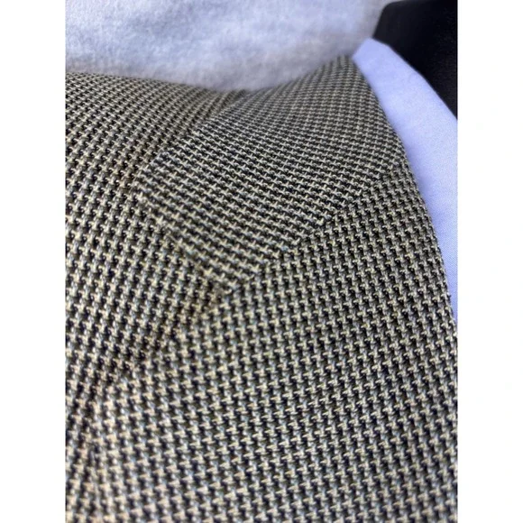 Mens Canali Blazer Silk Wool 42L Italy Jacket Sport Coat Tan Micro Check Texture Suits